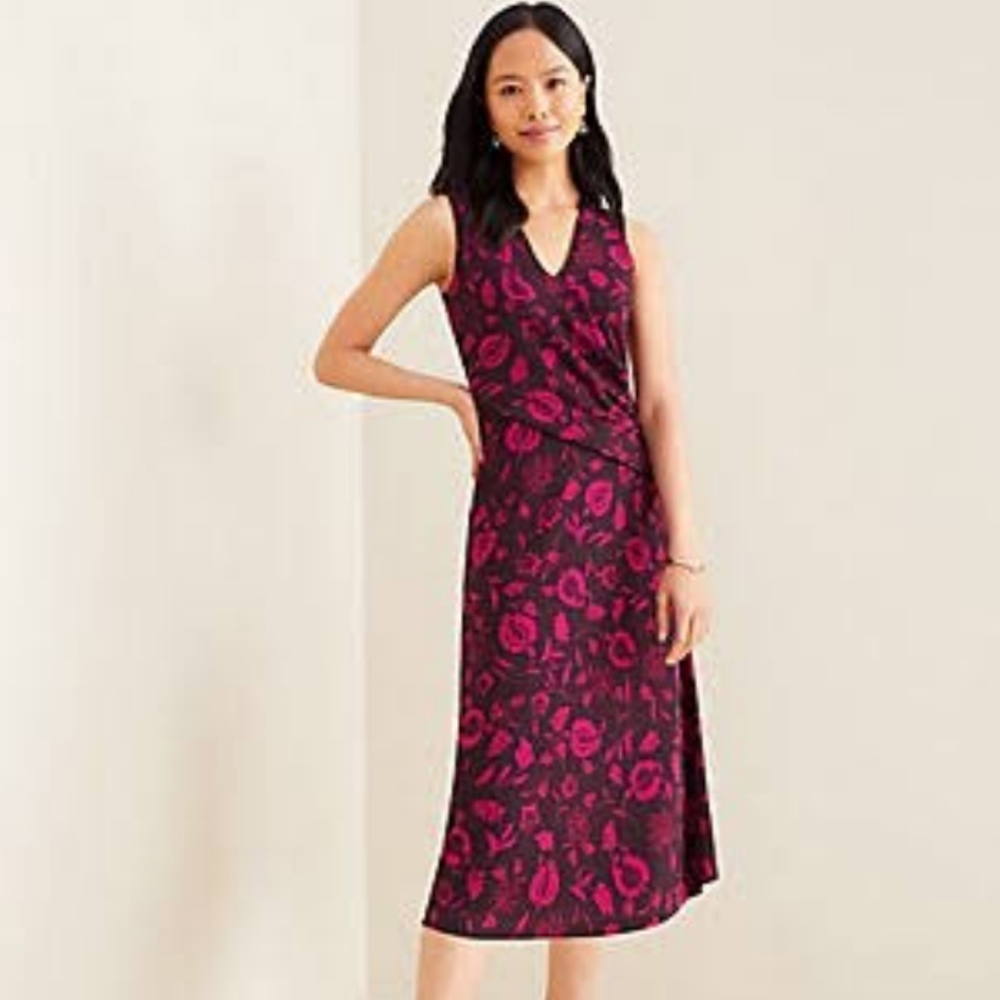 Ann Taylor Shadowed Fliral Sleeveless Midi Dress